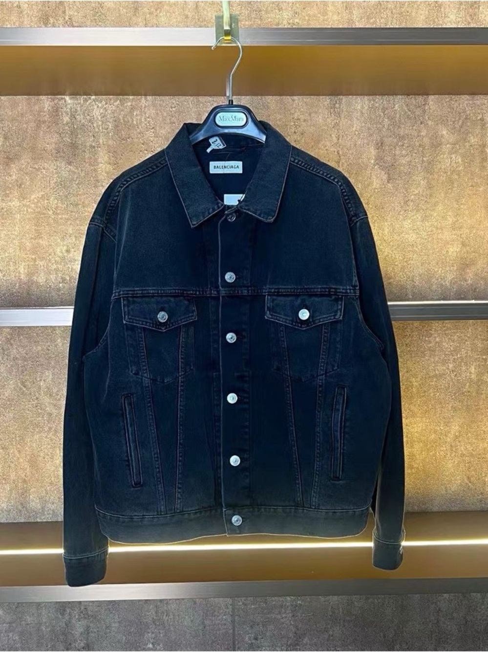 Authentic Balenciaga Black Denim Trucker Jacket